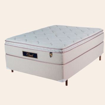 Conjunto Cama Casal: Colchão Molas Ensacadas + Base Box Cloud